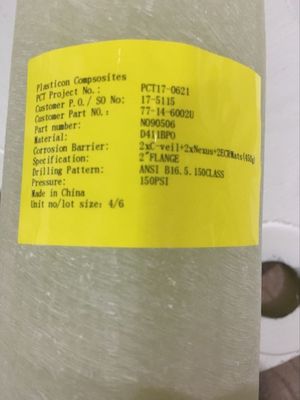 150F Φλάντζης FRP με ονομαστική επικάλυψη φλάντζης EPDM ενισχυμένης με ίνες φλάντζης φλάντζης